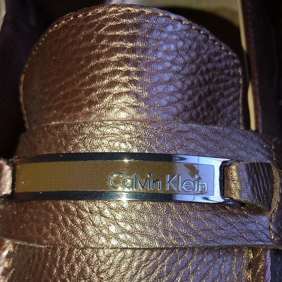 Calvin Klein Tumbled Leather Driver Loafers (Brown) - Picture 2 of 9